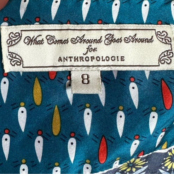 What Comes Around Goes Around Anthropologie Silk Floral Deep VNeck Peasant Dress - Picture 11 of 12